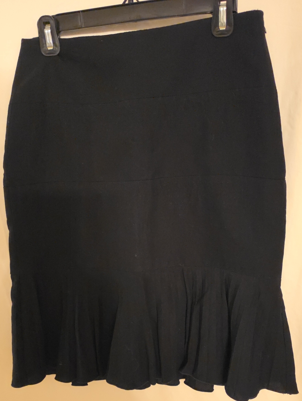 Salvatore Ferragamo Black Pencil Skirt with Ruffle Hem